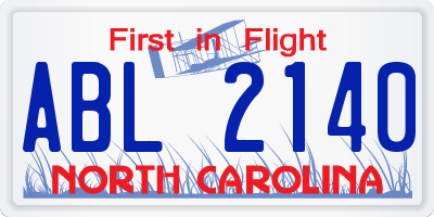 NC license plate ABL2140