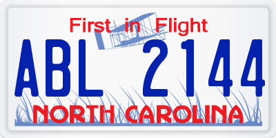 NC license plate ABL2144