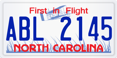NC license plate ABL2145