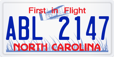 NC license plate ABL2147