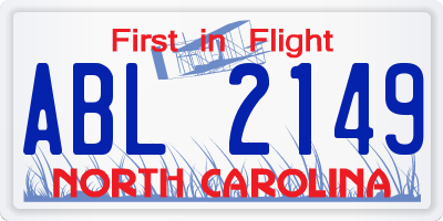 NC license plate ABL2149