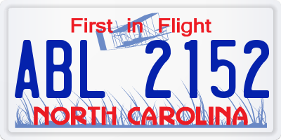 NC license plate ABL2152
