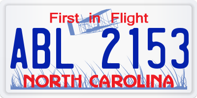 NC license plate ABL2153