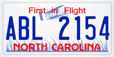 NC license plate ABL2154