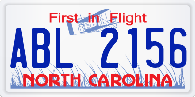 NC license plate ABL2156
