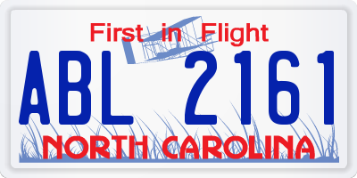 NC license plate ABL2161