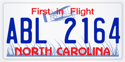 NC license plate ABL2164