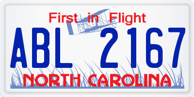 NC license plate ABL2167