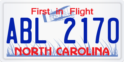 NC license plate ABL2170