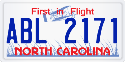 NC license plate ABL2171