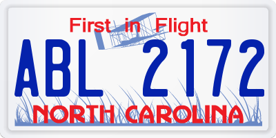 NC license plate ABL2172