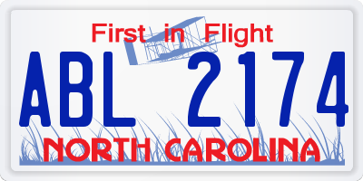 NC license plate ABL2174