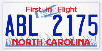 NC license plate ABL2175