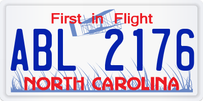 NC license plate ABL2176