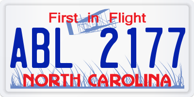 NC license plate ABL2177