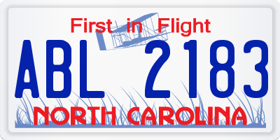NC license plate ABL2183