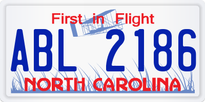 NC license plate ABL2186