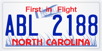 NC license plate ABL2188