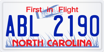 NC license plate ABL2190