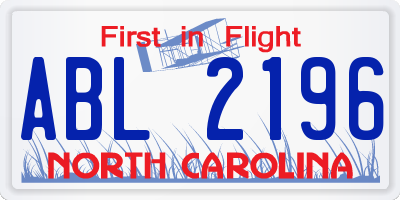 NC license plate ABL2196