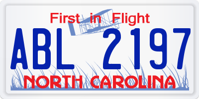 NC license plate ABL2197
