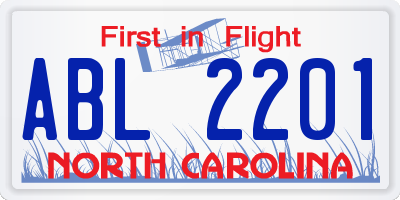 NC license plate ABL2201