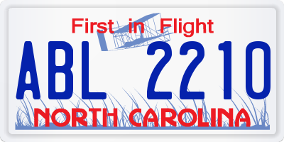 NC license plate ABL2210