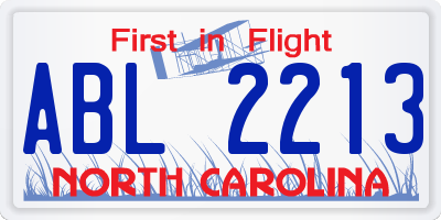 NC license plate ABL2213