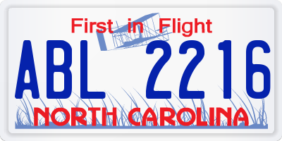 NC license plate ABL2216