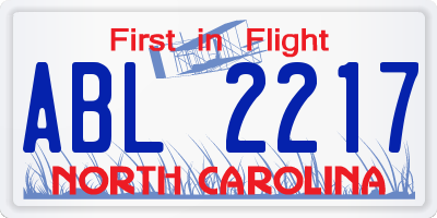 NC license plate ABL2217