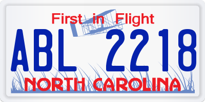 NC license plate ABL2218