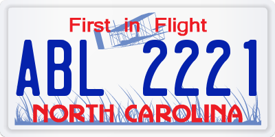 NC license plate ABL2221