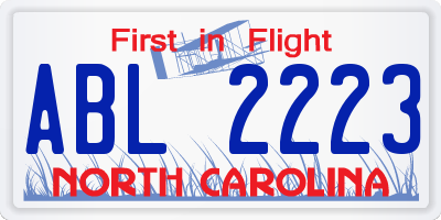 NC license plate ABL2223