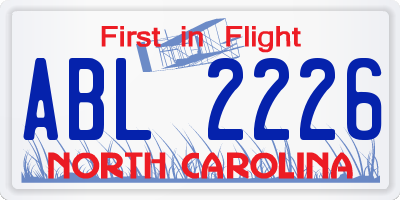 NC license plate ABL2226