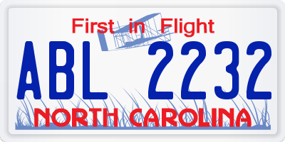 NC license plate ABL2232