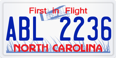 NC license plate ABL2236