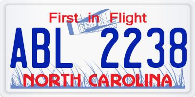NC license plate ABL2238