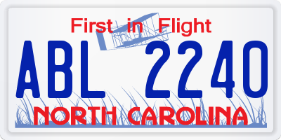 NC license plate ABL2240
