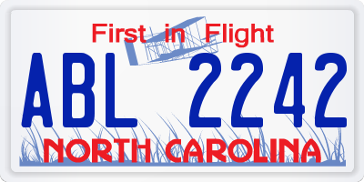 NC license plate ABL2242