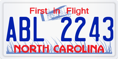 NC license plate ABL2243