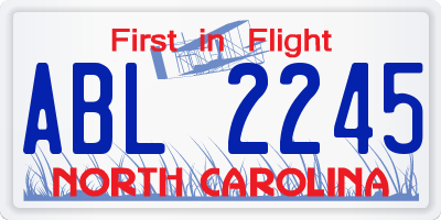 NC license plate ABL2245