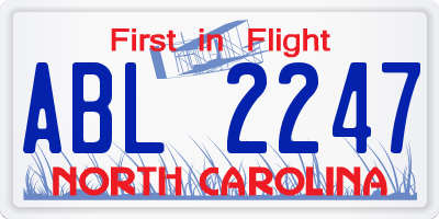 NC license plate ABL2247