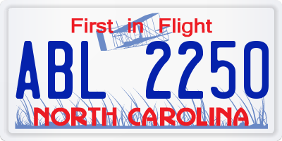 NC license plate ABL2250