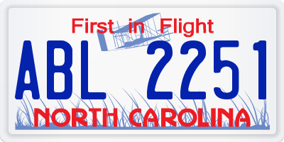 NC license plate ABL2251