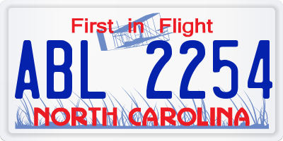 NC license plate ABL2254