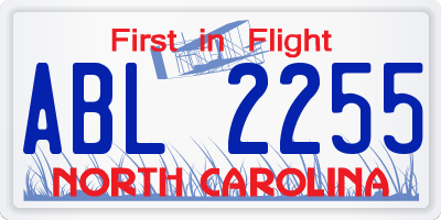 NC license plate ABL2255