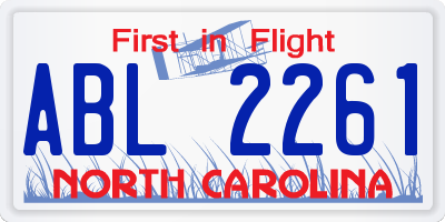 NC license plate ABL2261