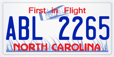 NC license plate ABL2265