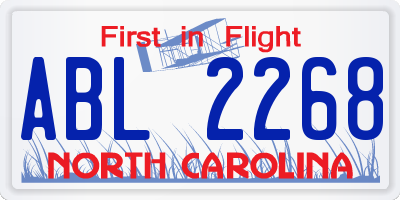 NC license plate ABL2268