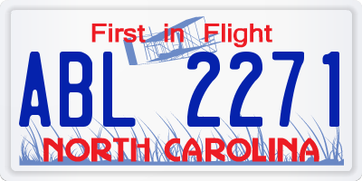 NC license plate ABL2271